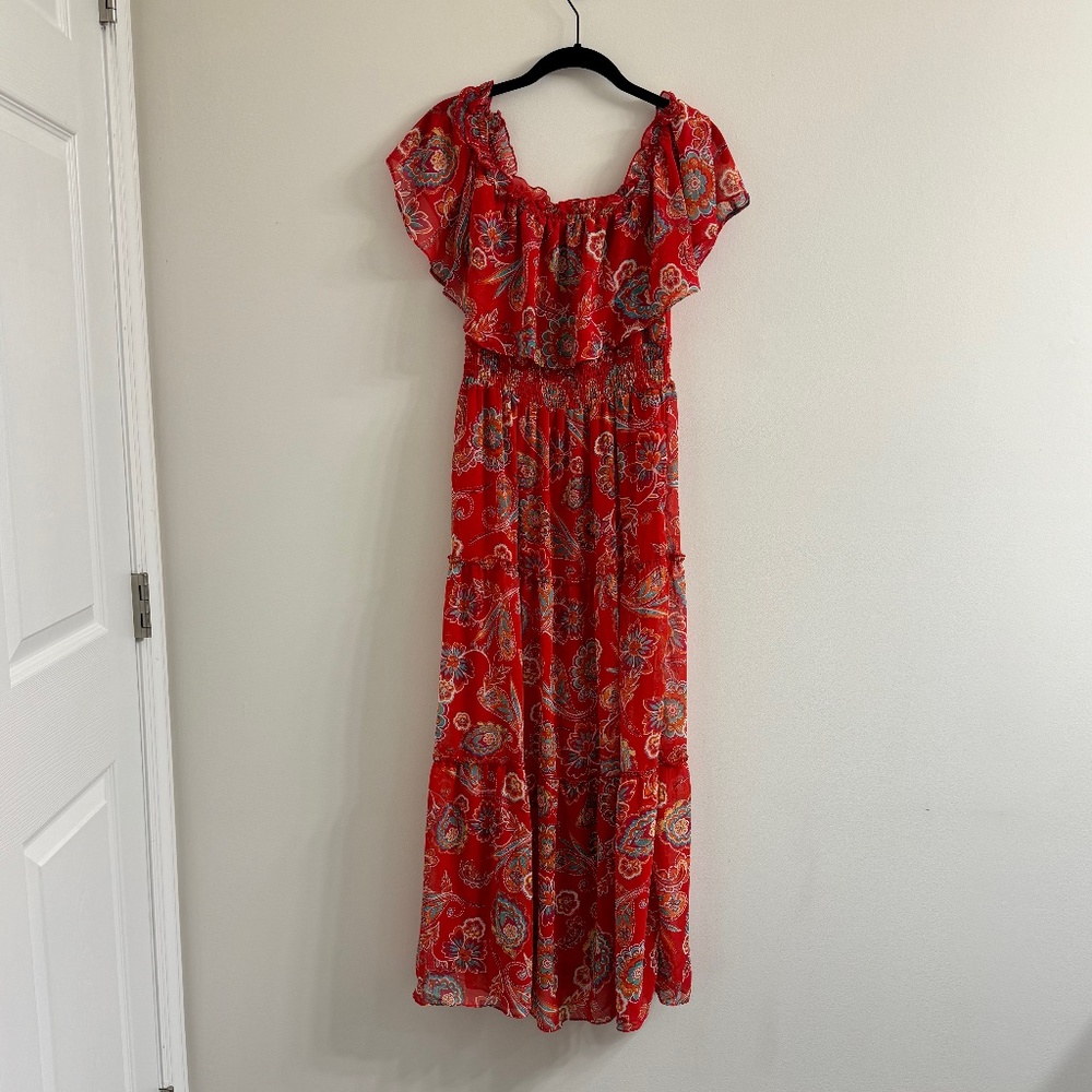 Rabbit Rabbit Rabbit Red Paisley Print Maxi Dress